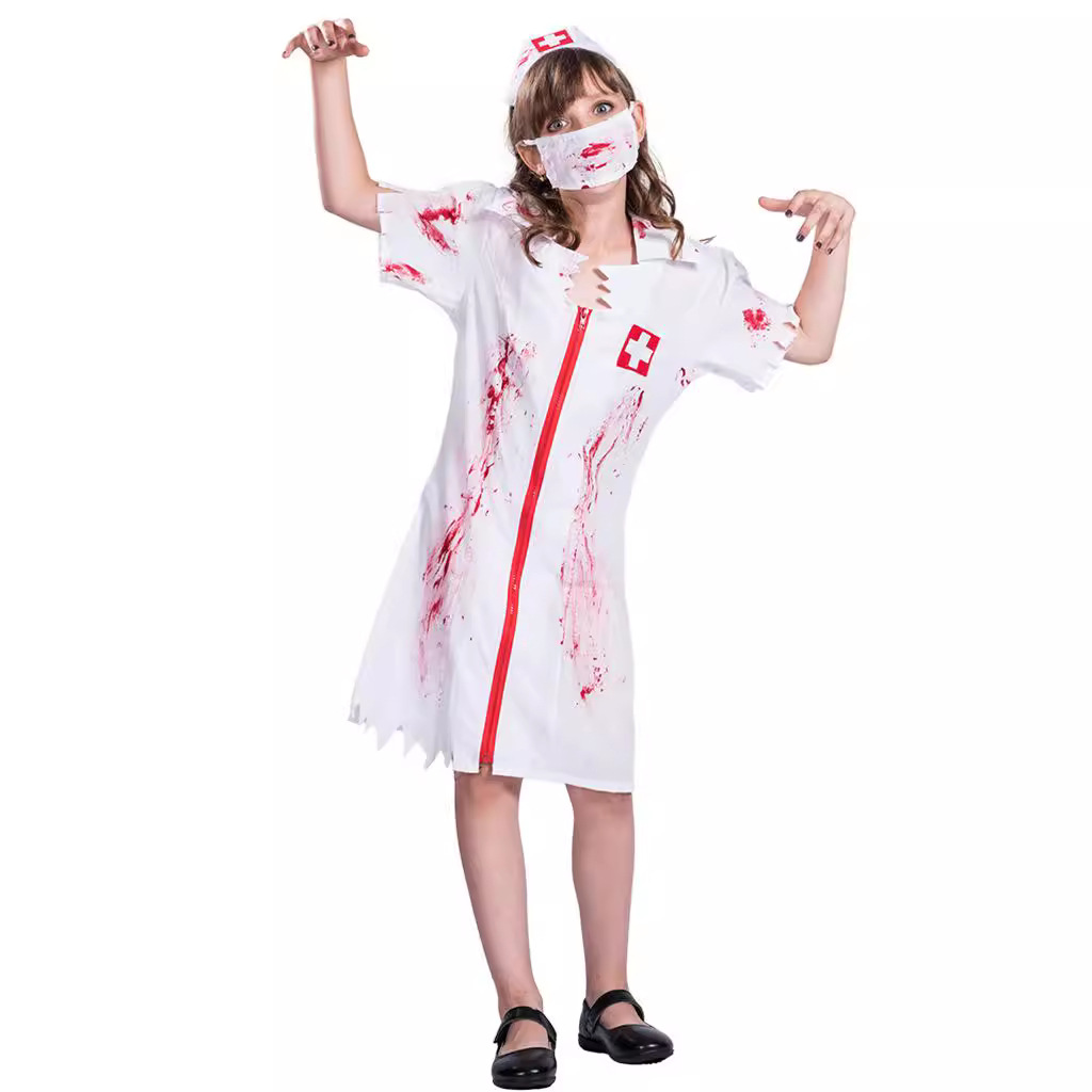 Suministro transfronterizo Halloween sangrienta enfermera ropa fábrica suministro directo