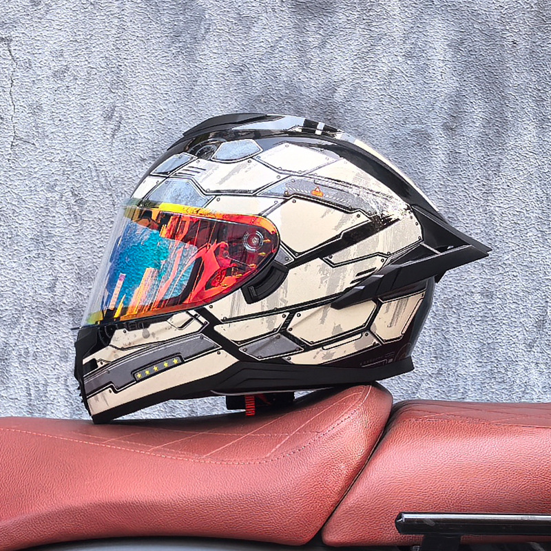 Casco integral transfronterizo DOT de la versión mejorada de LVS con doble lente para hombres, casco de seguridad universal para todas las estaciones para motociclistas femeninas, casco de motocicleta con doble lente.