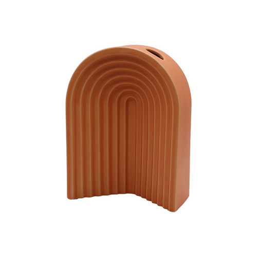 Nordic simple geometric striped ceramic vase modern home hotel model room dry flower flower arrangement soft decoration