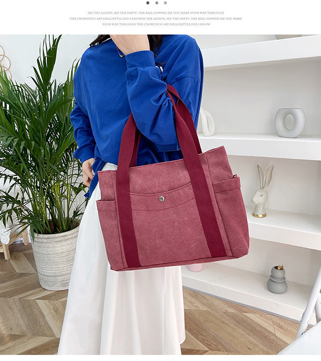Artistic and simple canvas bag, mother's bag, middle-aged work handbag, cloth bag, large-capacity shoulder bag, women's single-shoulder bag undefined