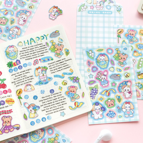 Message: Sweet little milk bag stickers, cartoon colored edges, cute little animals, cute decorative pocket cards, 4 pieces of stickers, 4 styles