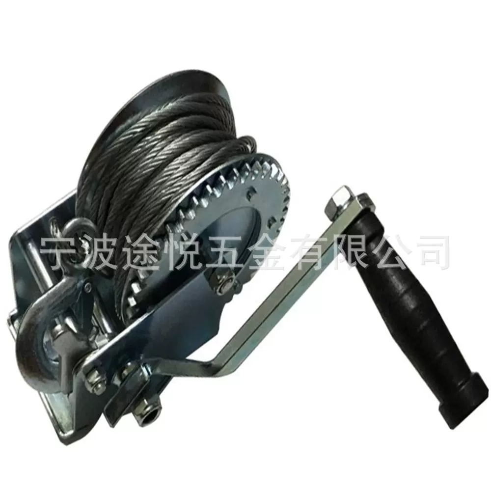 厂家供应1000LBS手摇绞车 手动绞盘 带8米钢丝绳 拖车绞盘