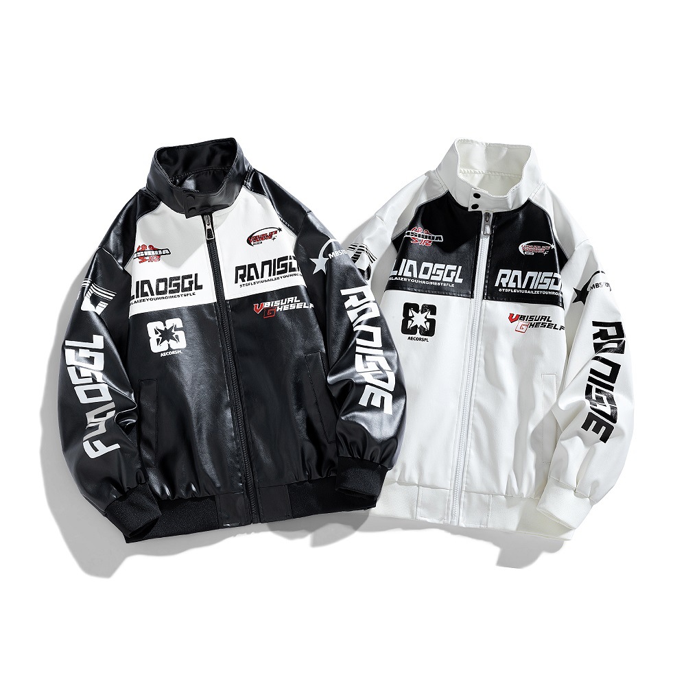 Street Trendy Fashion Stehkragen Casual Frühling und Herbst Neue Lose Herren Motorrad Lederjacke_voghion.com