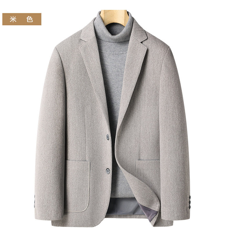 Áo vest nam dạ len dáng ôm hai cúc cổ vest tay dài — Màu be, Xanh tím than chi tiết 15