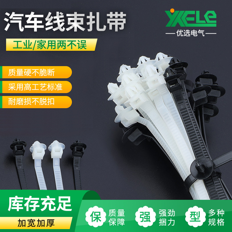 汽车线路固定 线束扎带尼龙绑带卡子带座插头非标可定 扎带