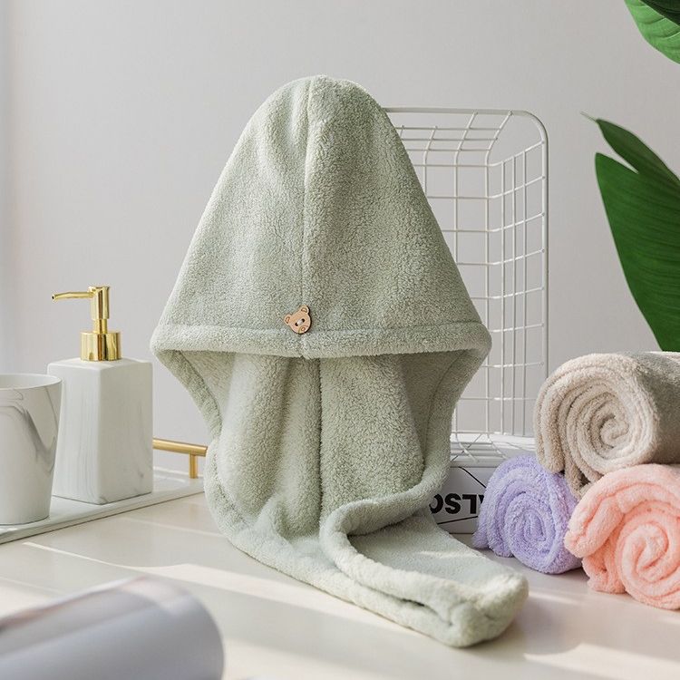 Coral fleece dry hair cap wholesale triangle double strong water absorption bath cap thickened long hair wipe turban gift turban