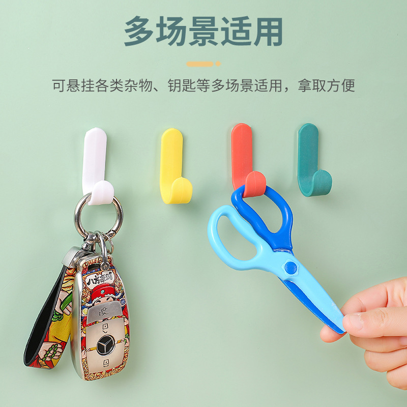 Gancho sin clavos en forma de J montado en la pared gancho sin perforaciones fresco pequeño gancho de perchero para el hogar sin costuras mini gancho adhesivo trasero para puerta