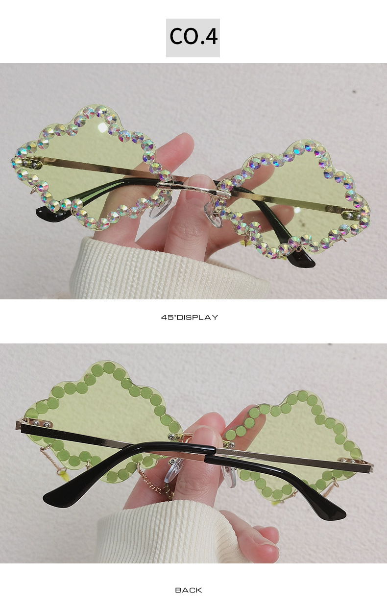 Diamond Design Original Design Style Original Design Clouds PC UV400 Protection Special-Shaped Mirror Diamond Full Frame Women's Sunglasses