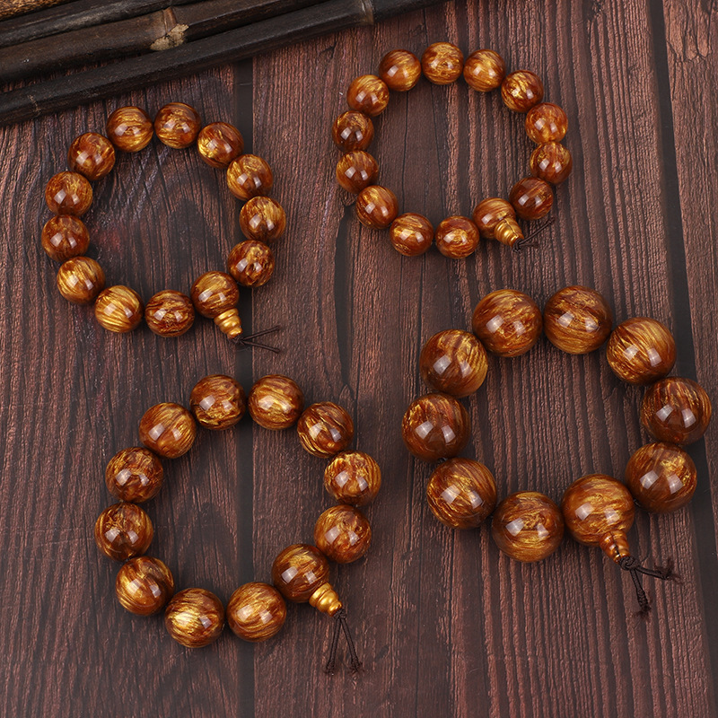 Gold Sea Willow Bracelet Pagoda Single Circle Buddha Beads Chinese Style Jewelry Street Stall Second Generation Sea Willow Rosary Manufacturer Wholesale Gold Sea Willow Bracelet Pagoda Single Circle Buddha Beads Chinese Style Jewelry Street Stall Second Generation Sea Willow Rosary Manufacturer Wholesale