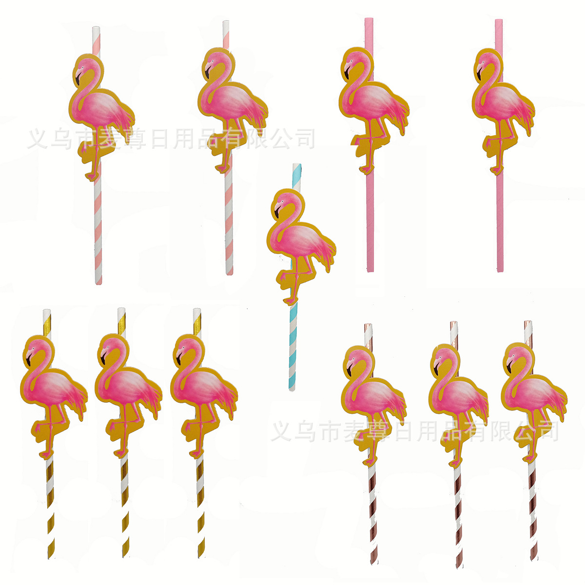 Cruz-frontera Venta caliente Flamingo tarjeta paja bar postre pastel decoración paja boda banquete Festival Fiesta paja