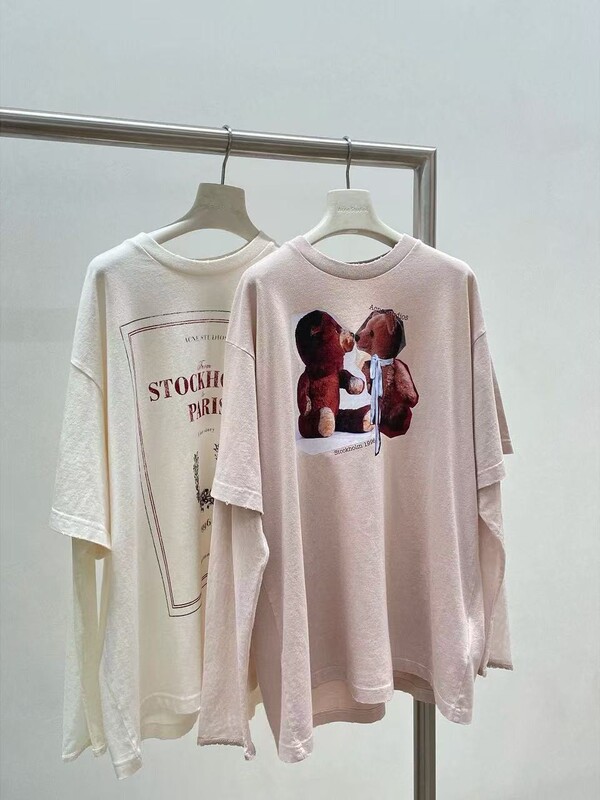 25SS YBオープン/ニッチデザインAC初秋レトロ柄ダメージプリントフェイクツーピース長袖から始まる/ 90% off|undefined
