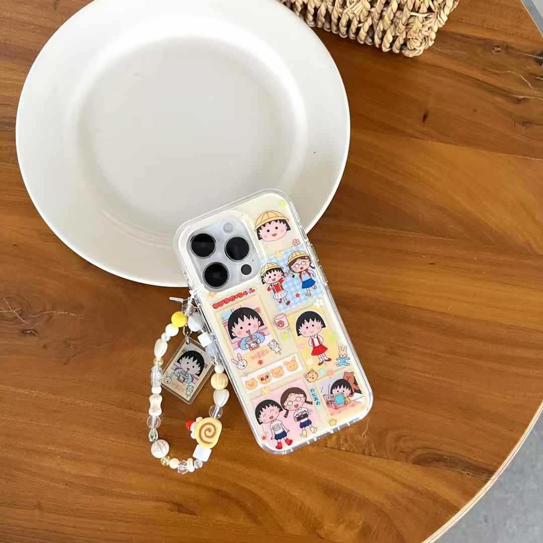 Linda etiqueta ilustración bola chica para iPhone16 Apple 15ProMax funda para teléfono móvil 14 cadena 13 mujer