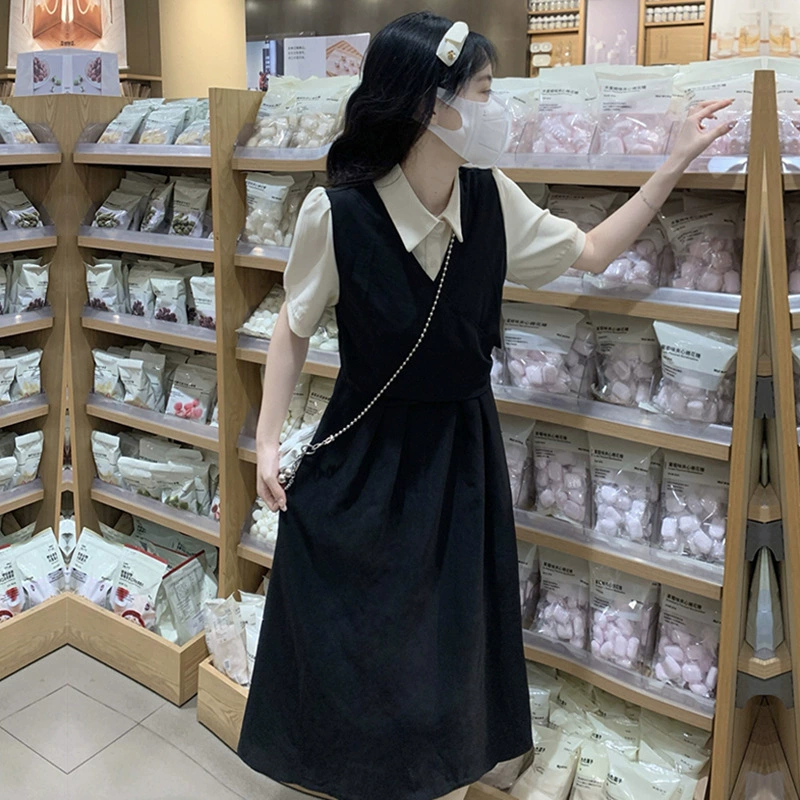 Поддельные две рубашки платье девичья летняя одежда 2025 новый учитель средней школы интервью