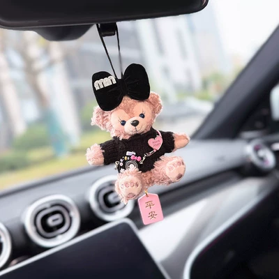 Car hanging Rearview Mirror Decoration 2025 New - miu-style-black-bow-rose-safe-car-hanging