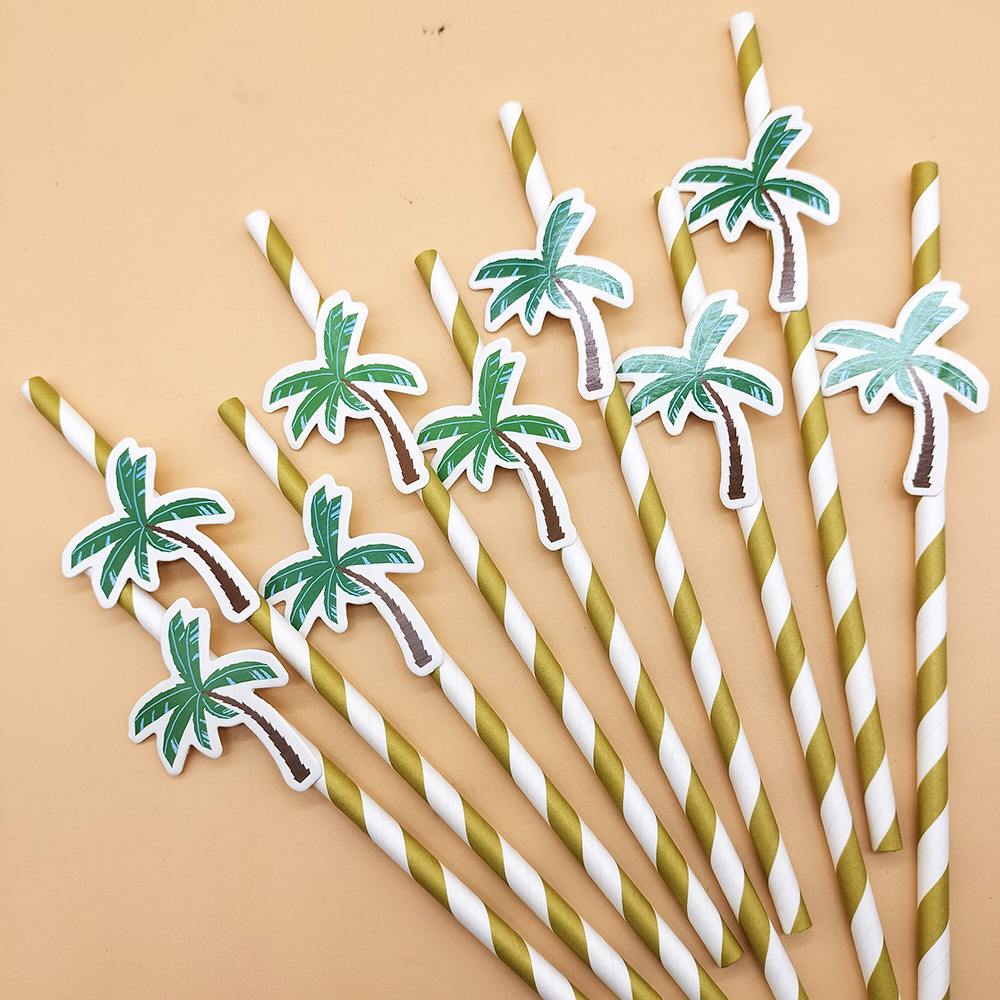 Fiesta de celebridad online paja Hainan tarjeta marrón papel decorativo paja desechable postre degradable leche Barra de té paja