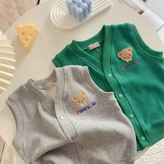 Men's Autumn New Style Teddy Bear Children's Baby Cardigan Backless Top Simple T-shirt Model 0088A023