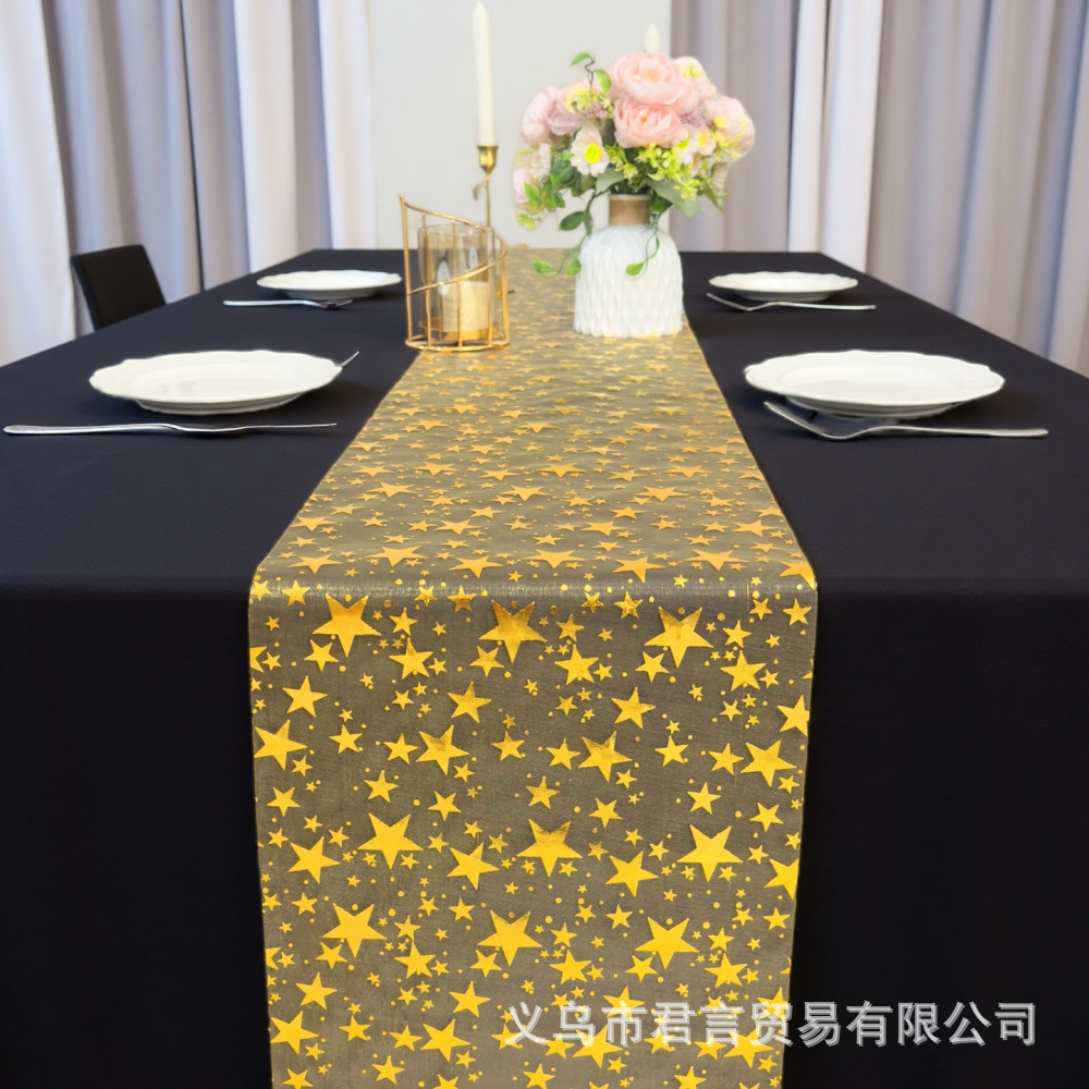 Pantalla de red transfronteriza, Mesa de estrellas, bandera, almohadilla de boda, fiesta de cumpleaños, celebración de la decoración del escritorio image 3