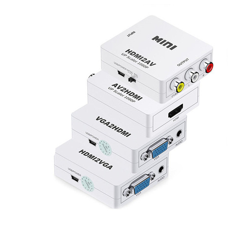 Small white box HDMI to AV converter supports 1080P HD video output HDMI to RCAI converter