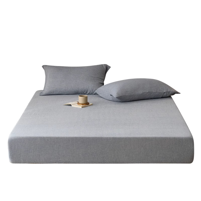 Sombrilla de cama de hilo arrugado de algodón de una sola pieza, funda protectora de colchón Simmons, funda de cama de algodón puro, funda de cama 2024 nuevas cuatro estaciones universales