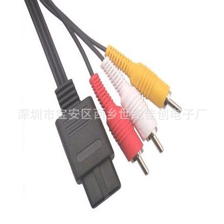 Game Console N64 Av Cable Pure Copper Plug with Resistor 1.8m Ngc Snes Av Cable in Stock