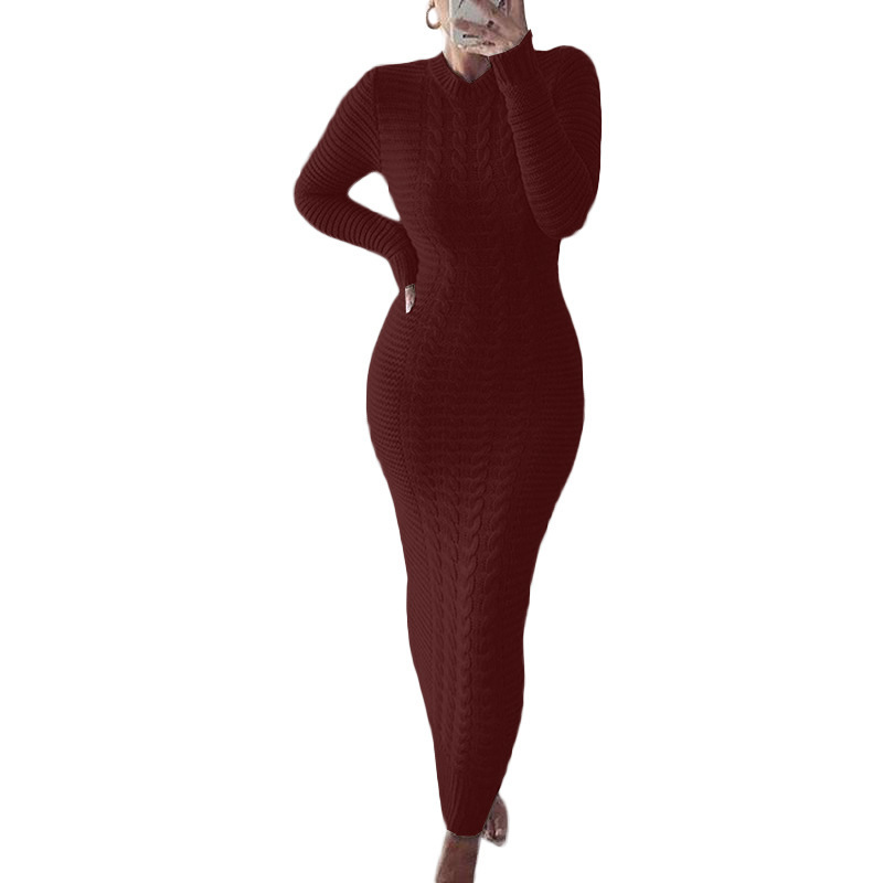 Abiti in maglia di lana a maniche lunghe twist alla moda da donna_voghion.com