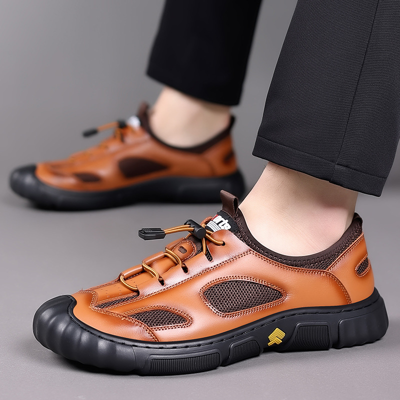 Casual heren sandalen van leer met antislip zool_voghion.com