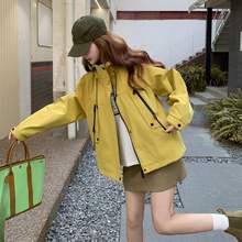 短款外套连帽女运动长袖休闲风衣短外套拼接宽松型运动洋气短款