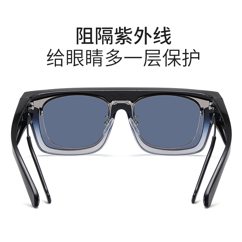 Nueva miopía gafas polarizadas gafas de sol cuadradas de los hombres ultra-ligero TR7527 push-up desplegable miopía gafas de sol