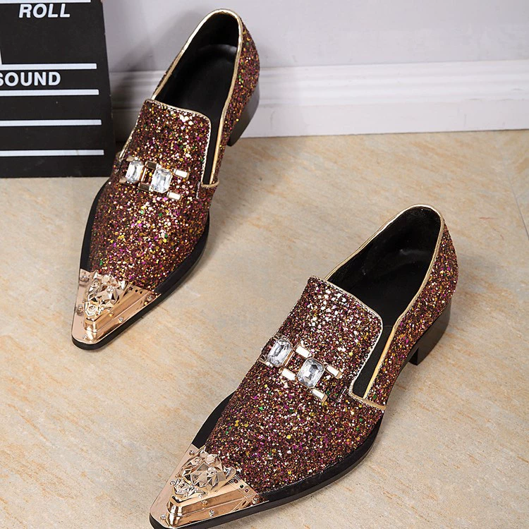 Европейские кожаные туфли со стразами Кожаные туфли без шнуровки Британские модные туфли с острым носком, увеличение внутреннего роста, индивидуальная Мужская мода стилиста