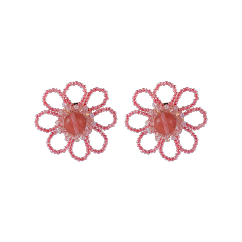 Wholesale Jewelry Hand-woven Crystal Daisy Earrings Nihaojewelry display picture 5