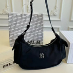 韩国MLB2025新款机车腋下包NY百搭情侣休闲刺绣单肩手提通勤包潮