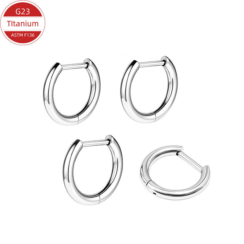 F136 Titanium Alloy Straight Needle D-Ring Ear Hoop Semi-Circle Nose Ring Polished Fashion Plain Hoop Ear Piercing D-Shaped Earrings F136 Titanium Alloy Straight Needle D-Ring Ear Hoop Semi-Circle Nose Ring Polished Fashion Plain Hoop Ear Piercing D-Shaped Earrings