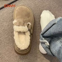 2025厚底加绒勃肯鞋百搭一脚蹬毛毛鞋雪地靴低帮防滑休闲鞋棉女