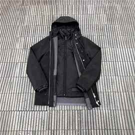 毒家现货正确版原标P家25ss连帽立领织物两件套夹克棉服风衣外套