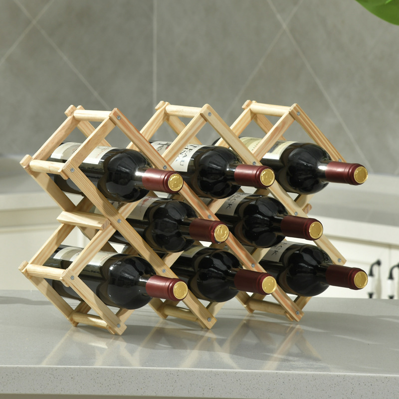 Estante para vinos plegable de madera, estante para vinos tinto de madera, soporte para vinos creativo, almacenamiento conveniente, venta directa de fábrica, portátil
