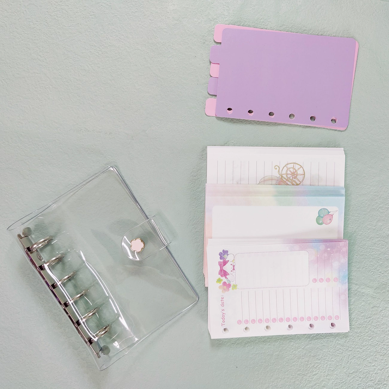 Transparent handheld set for students, notebook, laptop, simple and elegant design, tear-off sheet