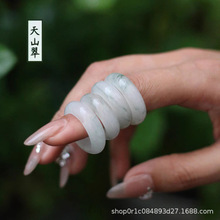天山翠戒指复古新中式天然玉石指环古风少女远山黛翠色天山翠扳指
