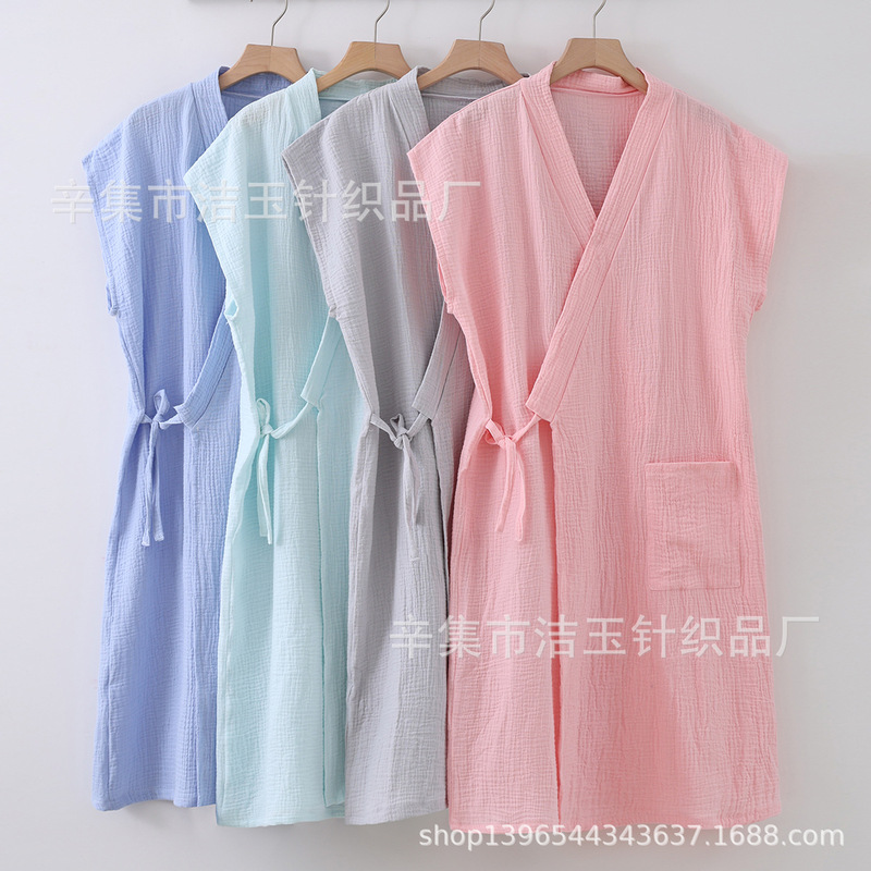 Japanese-Style G-Style Gauze Nightgown for Men and Women, Couple Style, Spring and Summer Thin Version, Moisture-Wicking and Breathable Home Wear, Bathrobe Japanese-Style G-Style Gauze Nightgown for Men and Women, Couple Style, Spring and Summer Thin Version, Moisture-Wicking and Breathable Home Wear, Bathrobe