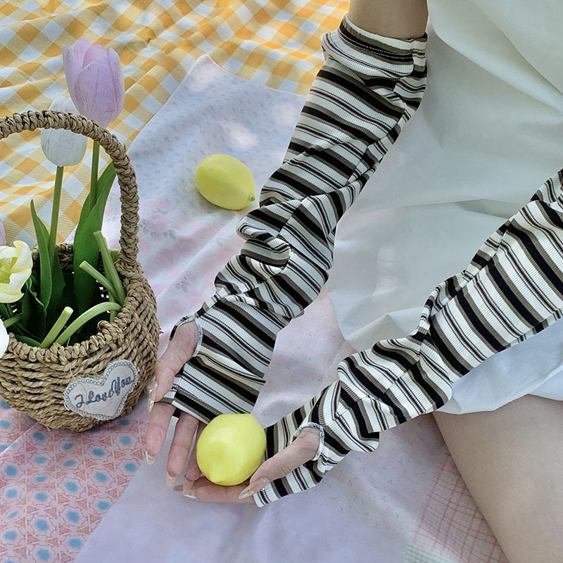 Funda de manga de hielo para hombre, protector solar a rayas, manga de hielo, conducción y conducción de verano, funda de manga de hielo, protector de brazo suelto y transpirable, brazalete