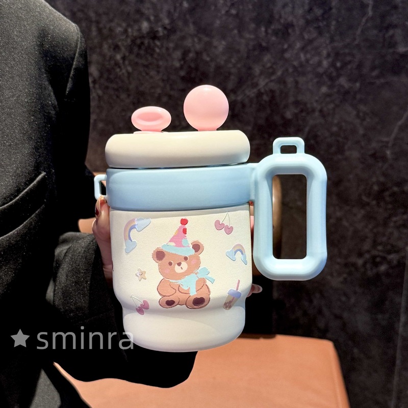 高颜值保温杯女生桌面杯2025新款便携水杯办公双饮吸管杯咖啡杯子|undefined