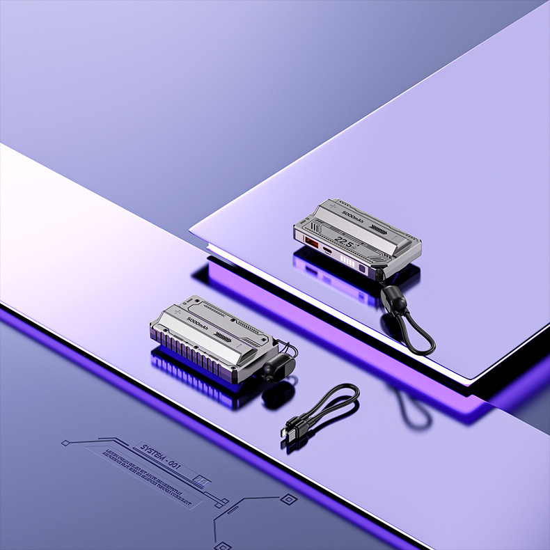 Mecha 22.5W Super Fast Charging Quick-Change Power Bank 5000mah Detachable Battery Built-in Cable Mobile Power Source