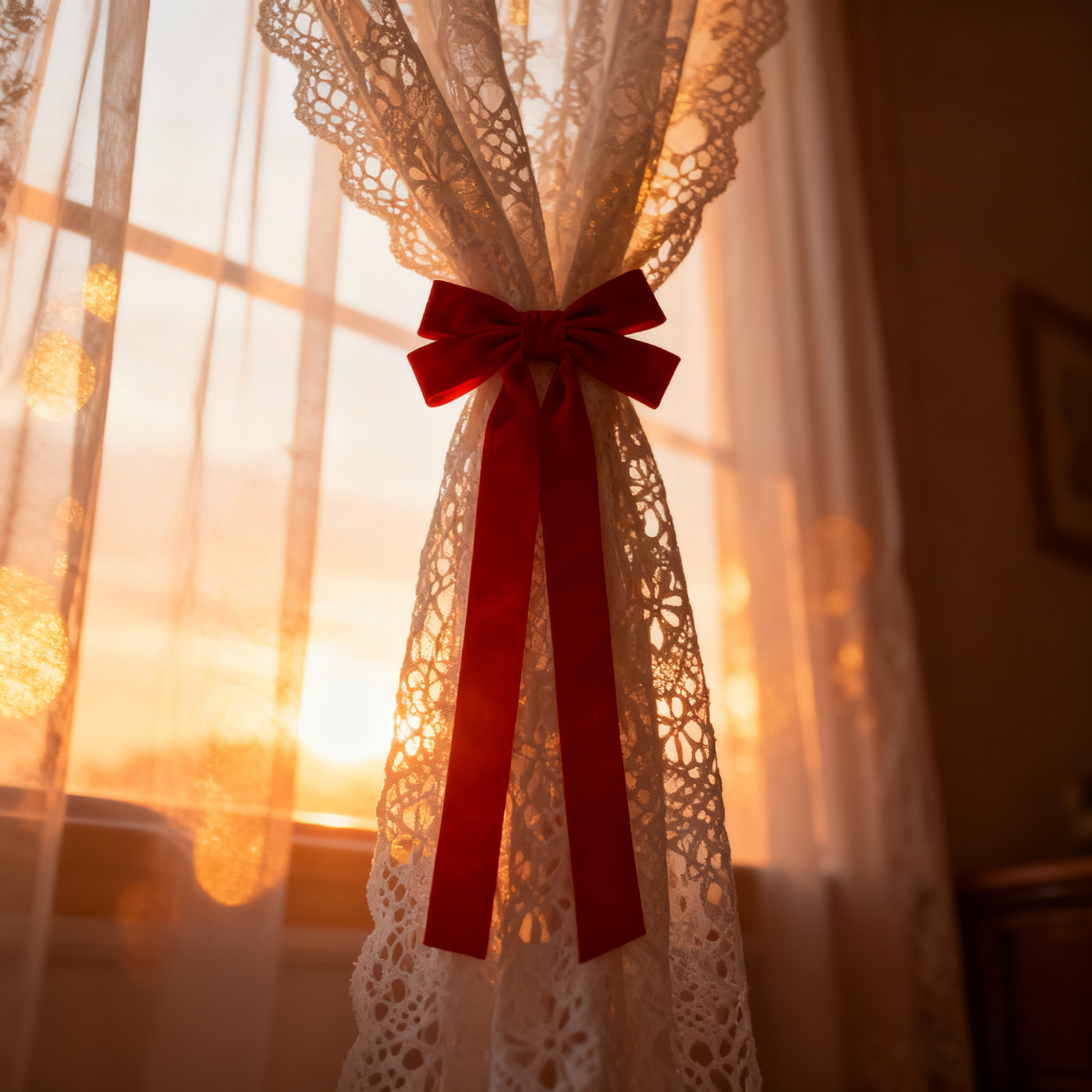 Enfeite de Natal com Laço Vermelho para Cortina, Fita Torcida, Ideal para Decoração de Festas e Eventos Natalinos_voghion.com