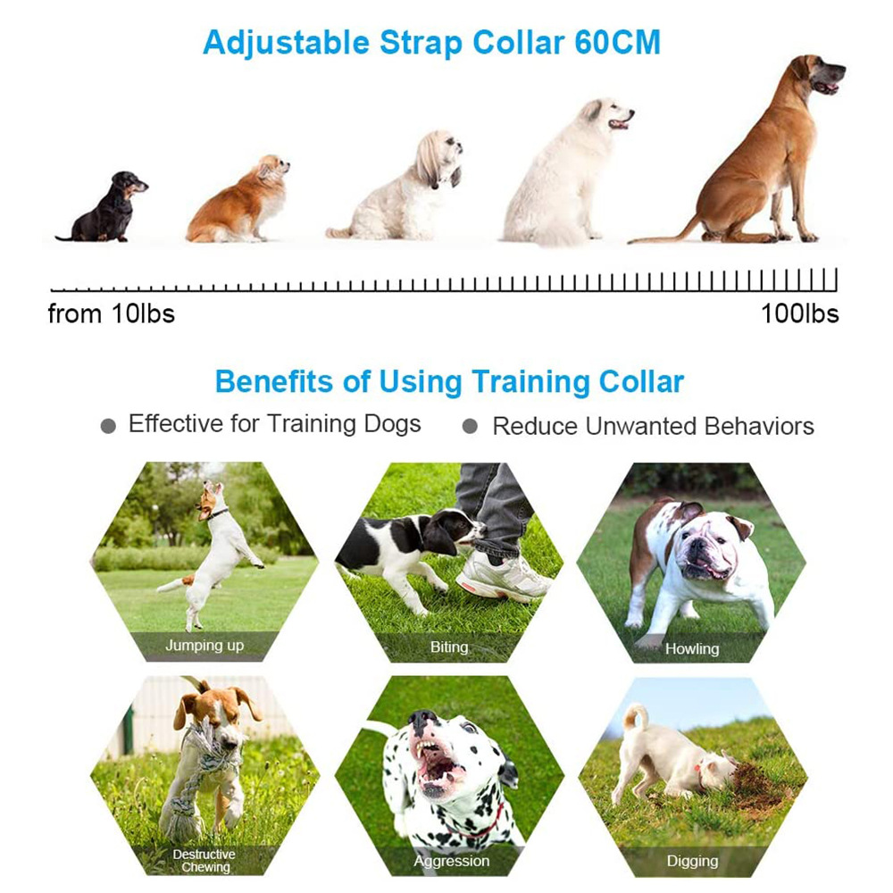 跨境新品电击遥控训狗器充电防水防狗叫远距离遥控电击止吠器項圈