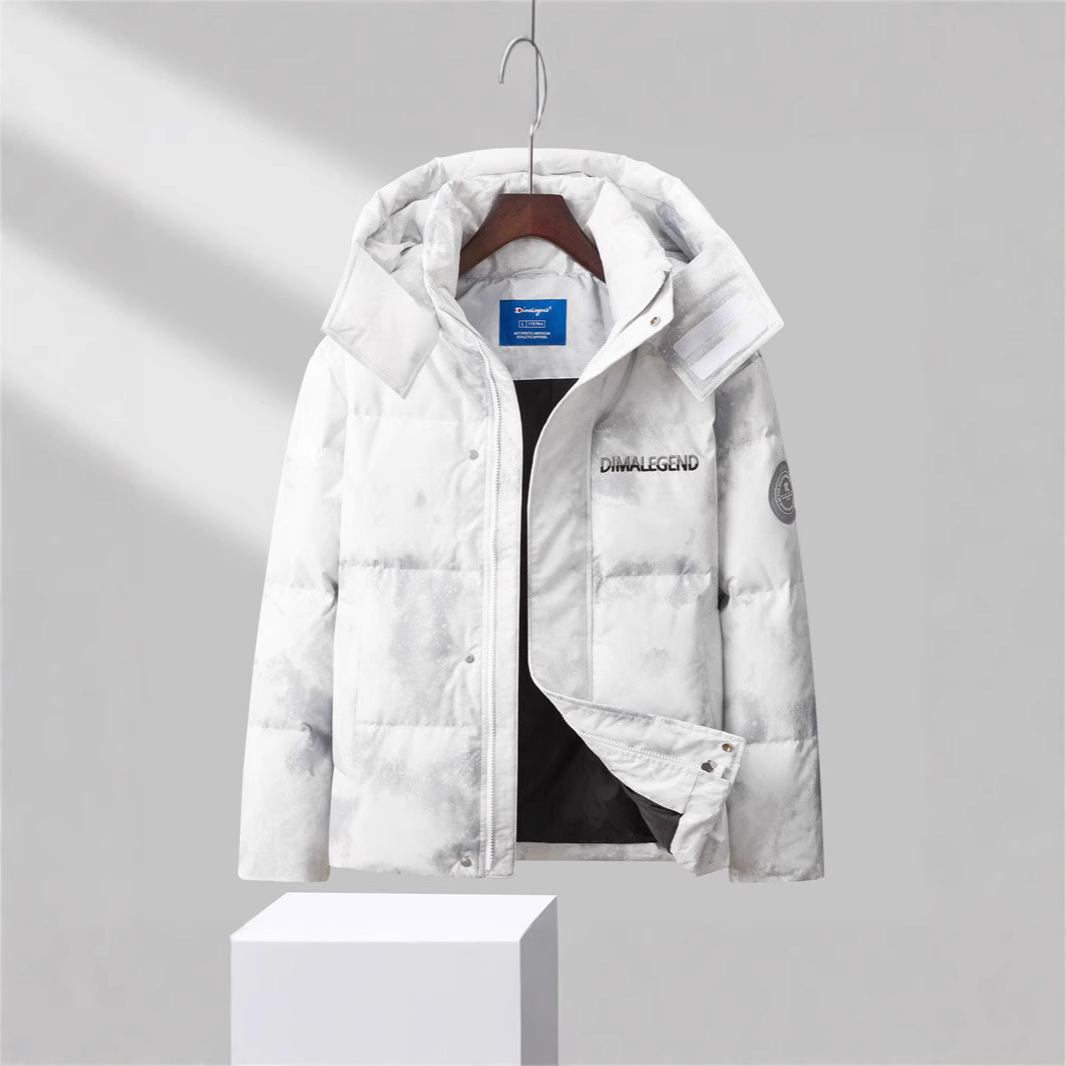 DIMALEGEND 새로운 남성 패션 짧은 두꺼운 따뜻한 후드 다운 재킷 F12512003