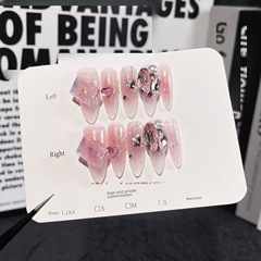 Handmade wearable nail art, luxurious rhinestone spray blush high-tech light therapy nails, custom nail stickers, handmade nail art stickers