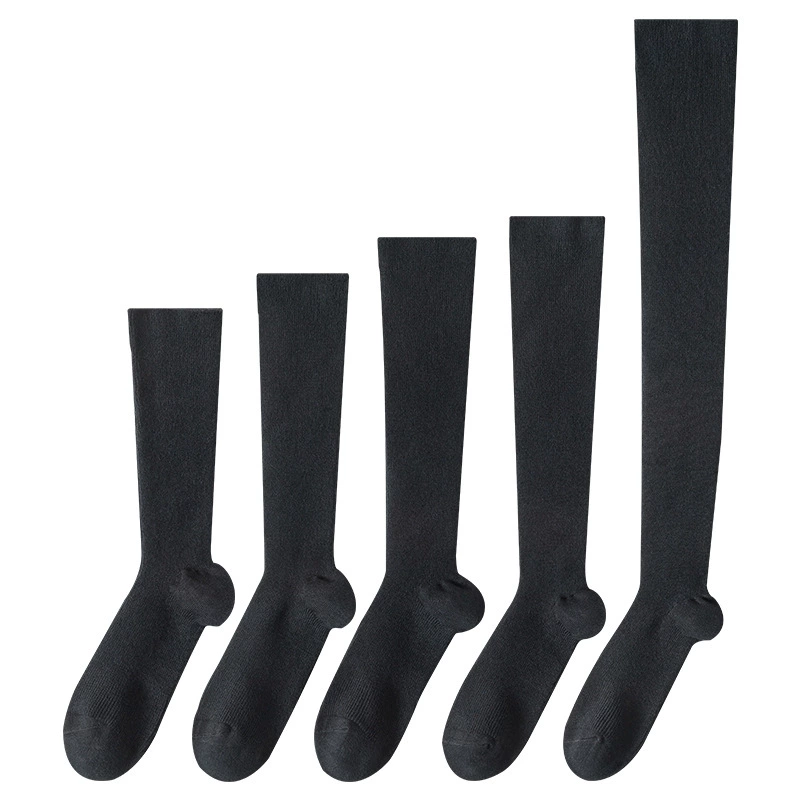 Black colored autumn winter knee socks, mid-length
