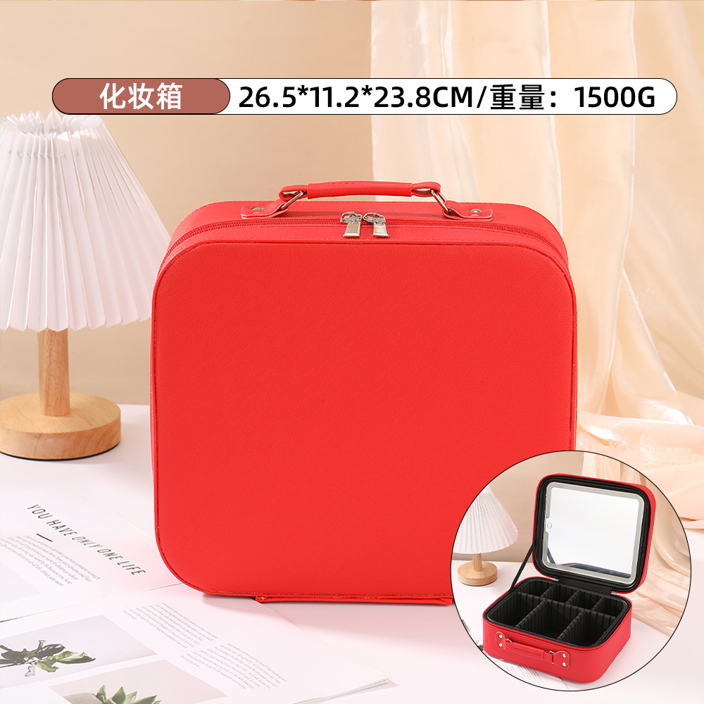 Bolsa de maquillaje espejo LED almacenamiento portátil caja de maquillaje portátil maquillaje caja de almacenamiento de gran capacidad para viajes Otros