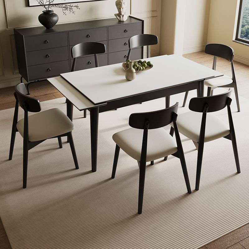 Solid Wood Dining Table Modern Simple Slate Telescopic Dining Table and Chair Combination Rectangular Household Dual-Purpose Small Apartment
