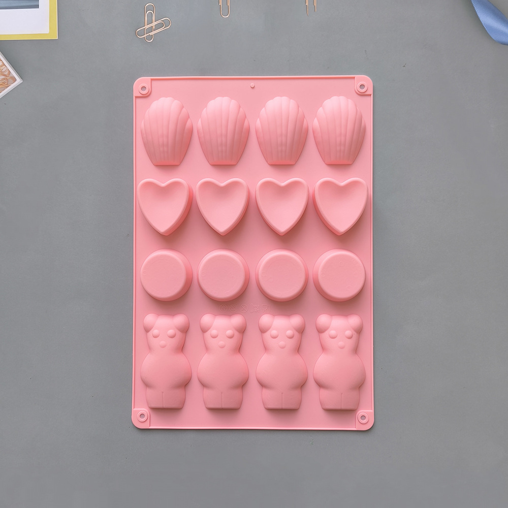 16 cuatro grupos de amor de oso 8 chocolate molde de silicona DIY galletas de hielo dulces blandos molde de goteo para hornear