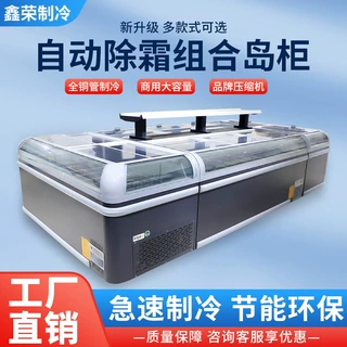 超市冷冻组合岛柜 生鲜柜冰激凌水饺展示柜大容量海鲜展示柜商用
